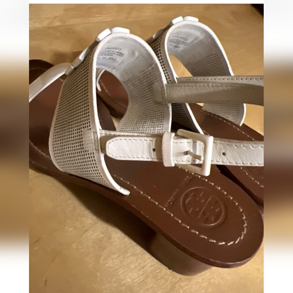 Tory Burch Lowell II Ladies Size 8 White Leather Sandals - Picture 5 of 13